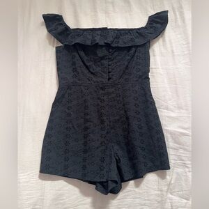Kimchi Blue Black Eyelet Off-Shoulder Romper